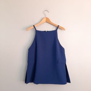 Topshop Blue Square Neck Slit Side Tank Top